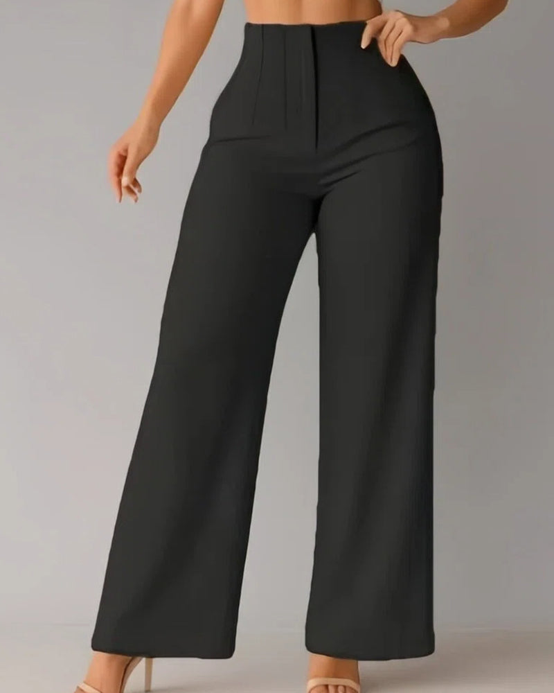 Pantalon Unie Décontracté Blazer Large Jambe