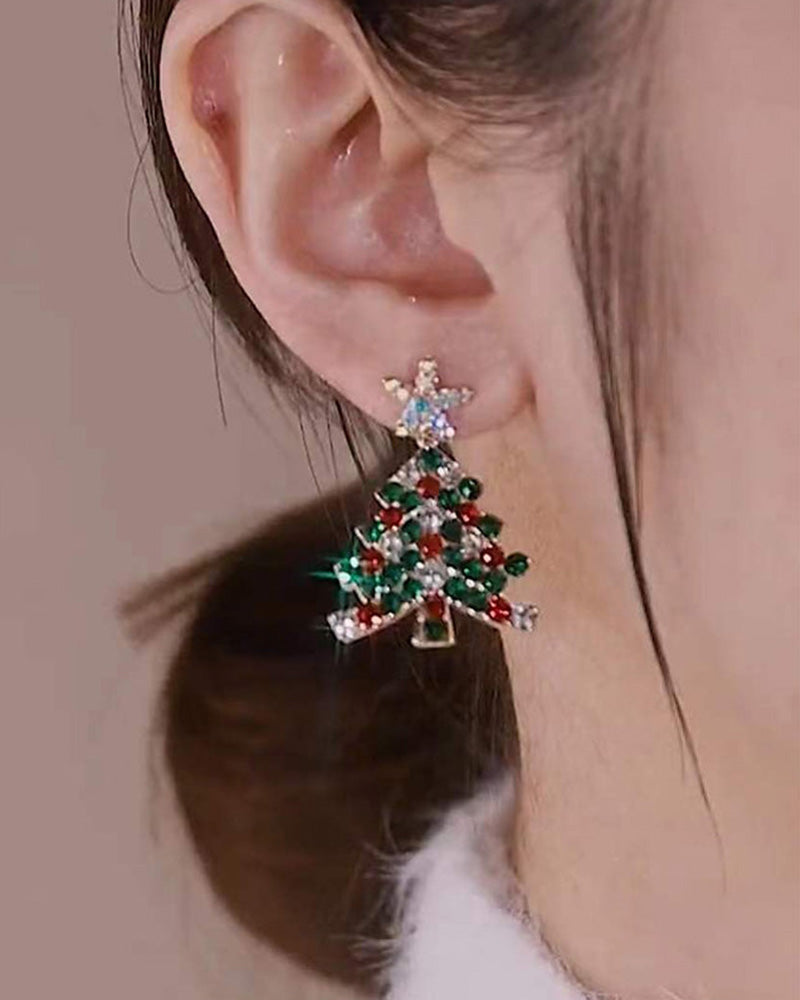 Boucles d'oreilles à tige en forme de sapin de noël