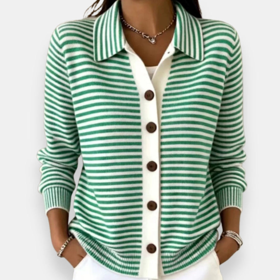 Valentine | Cardigan boutonné rayé