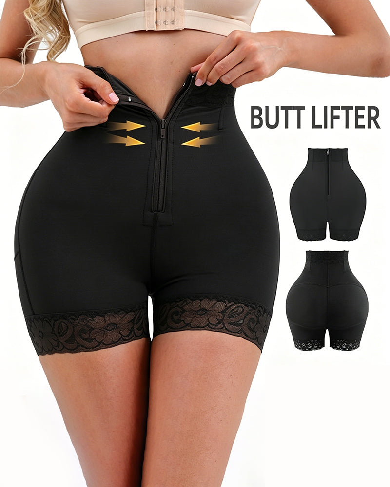 Pantalon Dentelle Fermeture Éclair Taille Haute Élévateur De Fesses