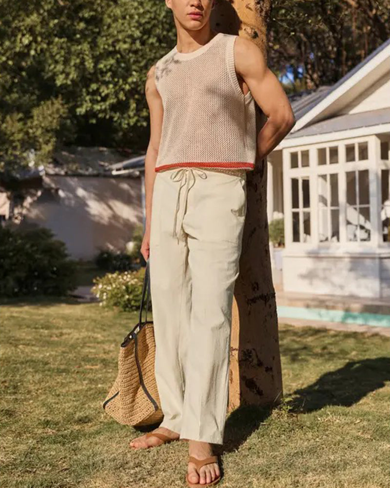 Pantalon Unie Poche Cordon Plage