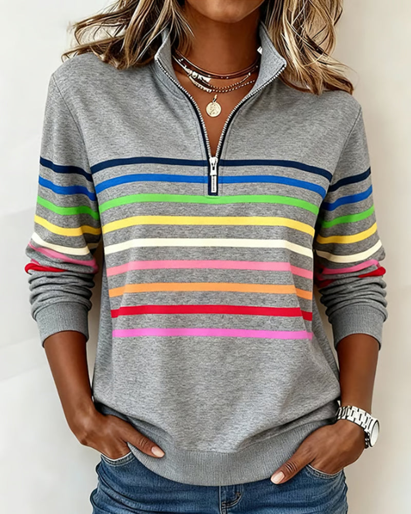Maggie | Pull rayé à demi-zip