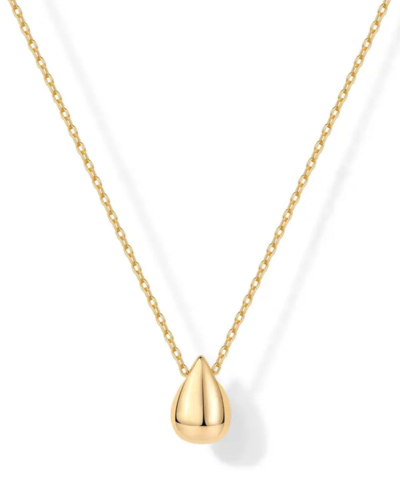 Collier Femme Pendentif Goutte Plaqué Or 14K Avec Chaîne Ajustable