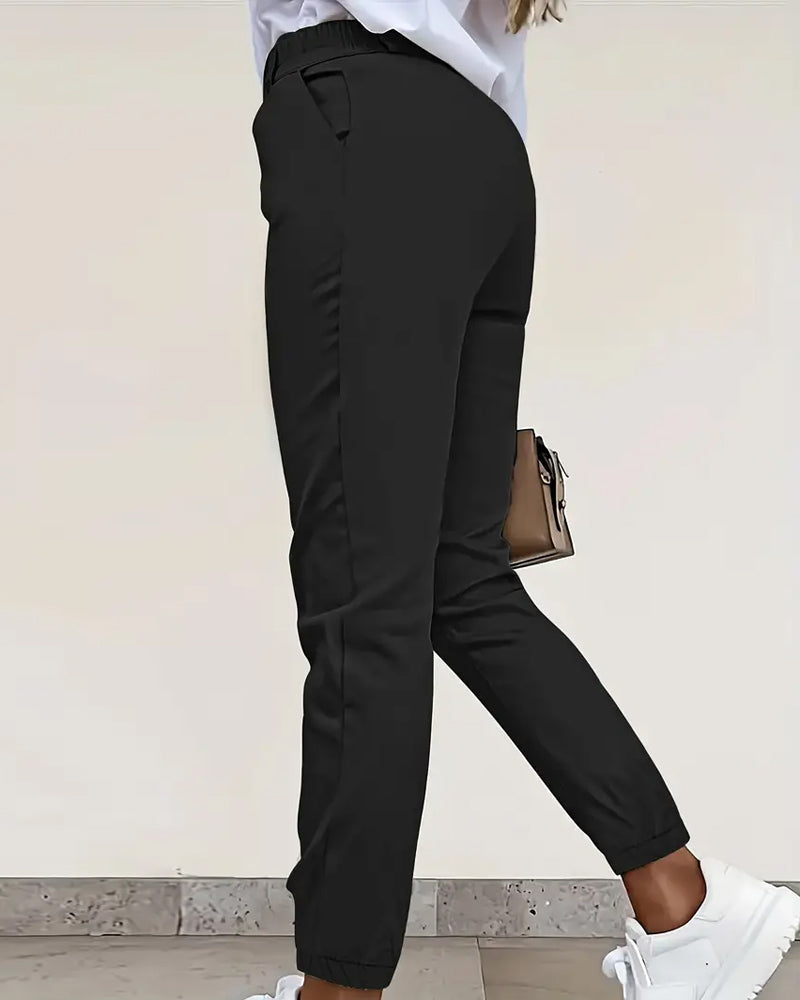 Pantalon Poches Slim-Fit Court