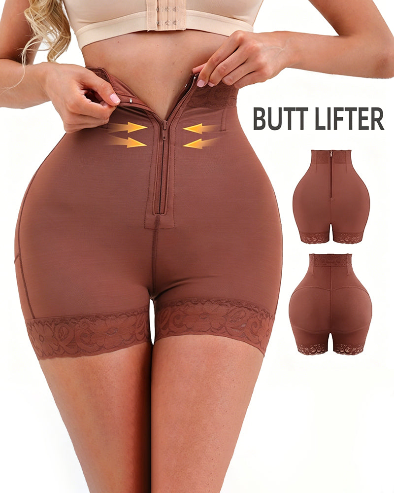 Pantalon Dentelle Fermeture Éclair Taille Haute Élévateur De Fesses