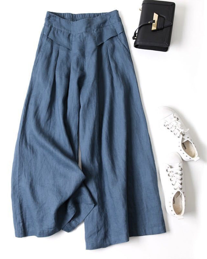 Pantalon Ample Taille Haute Affinant Raccourci