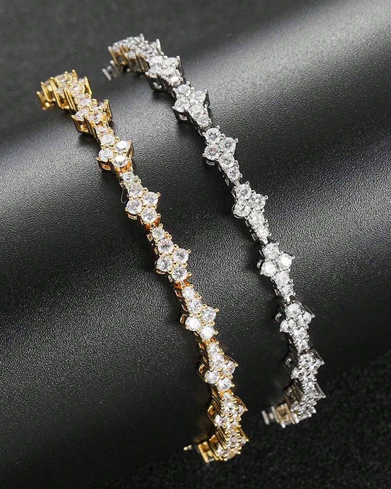 Bracelet Classique Étincelant Zircone Cubique Commémoratif