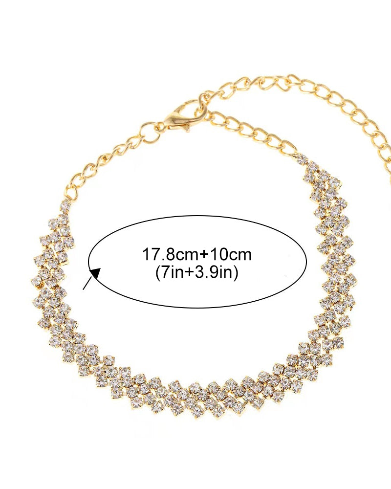 Bracelet de cheville en strass losange irrégulier