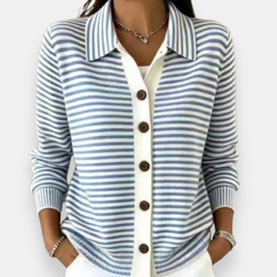 Valentine | Cardigan boutonné rayé
