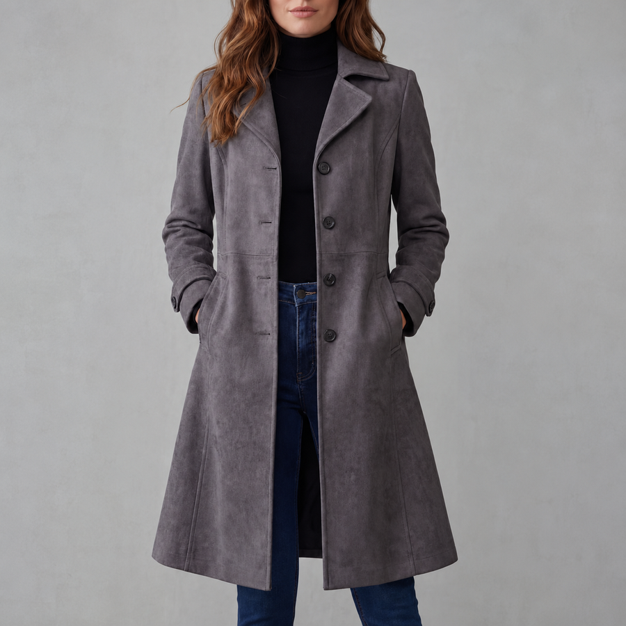 Camille| Manteau long finition daim vintage