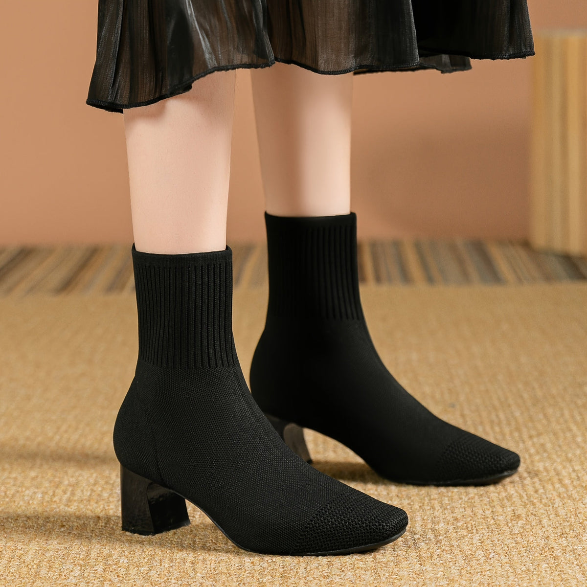Paulette™ – Bottines tricot confortables à talon stable et souple