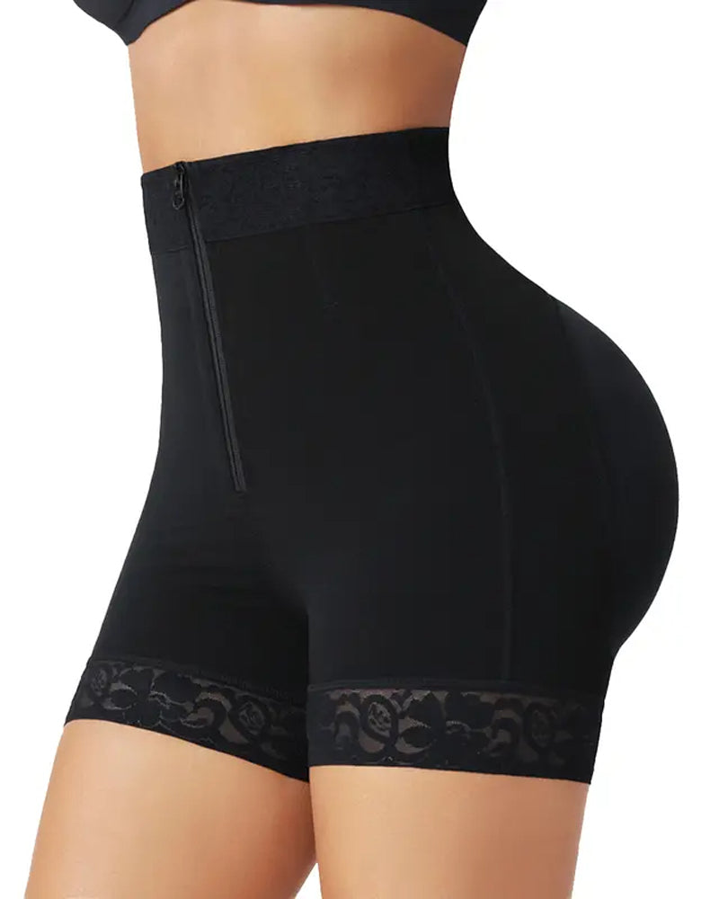 Pantalon Dentelle Fermeture Éclair Taille Haute Élévateur De Fesses