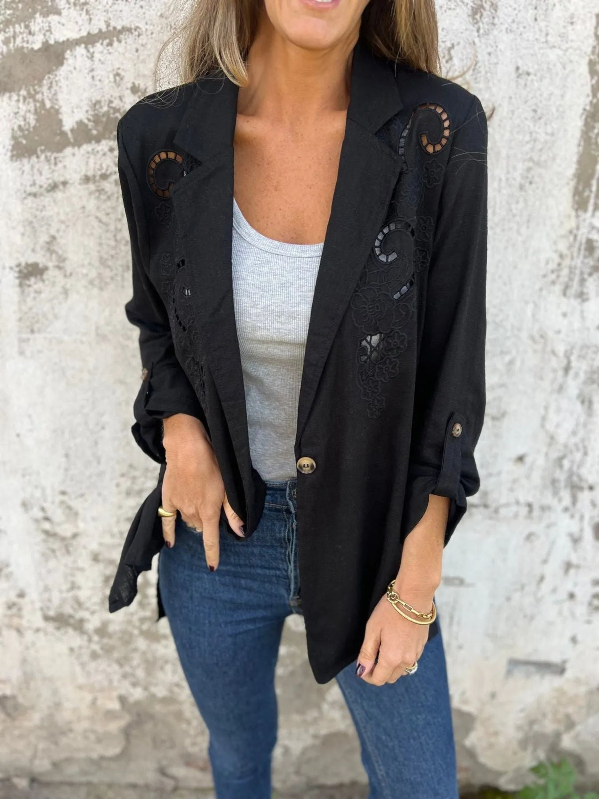 Thalie | Blazer d'été avec détails en dentelle