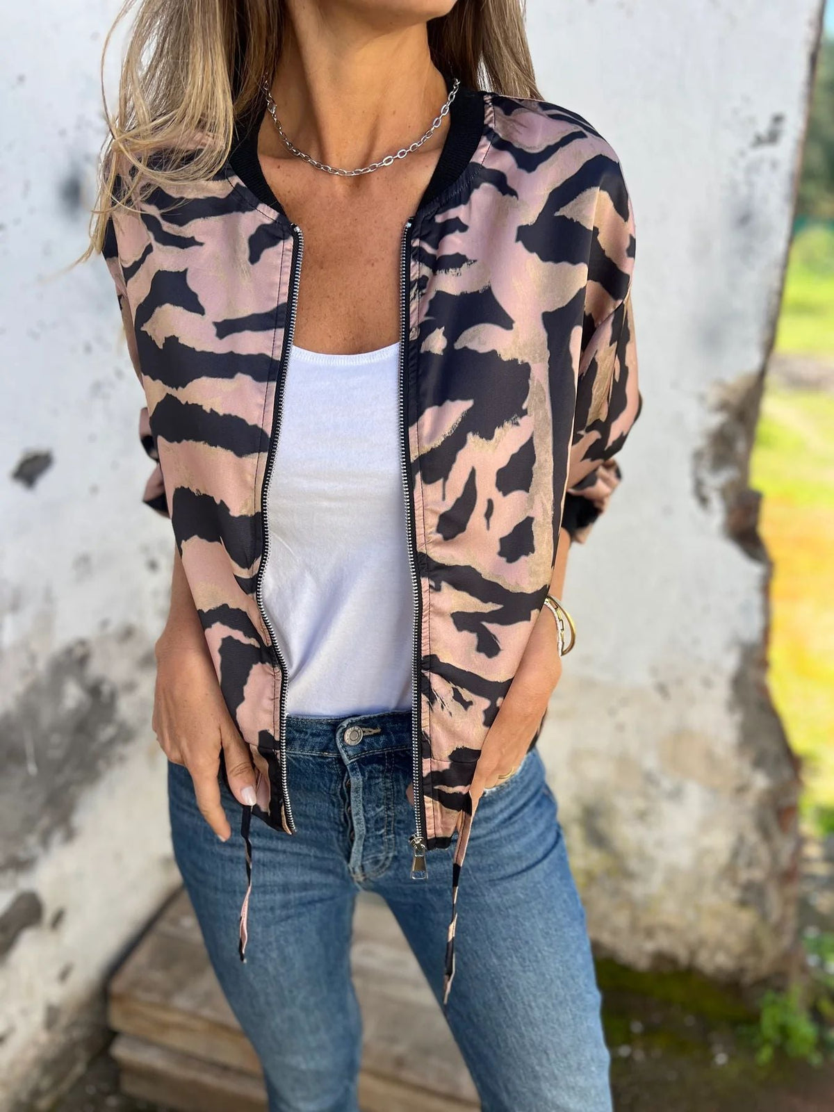 Réva | Bomber tendance à imprimé zèbre