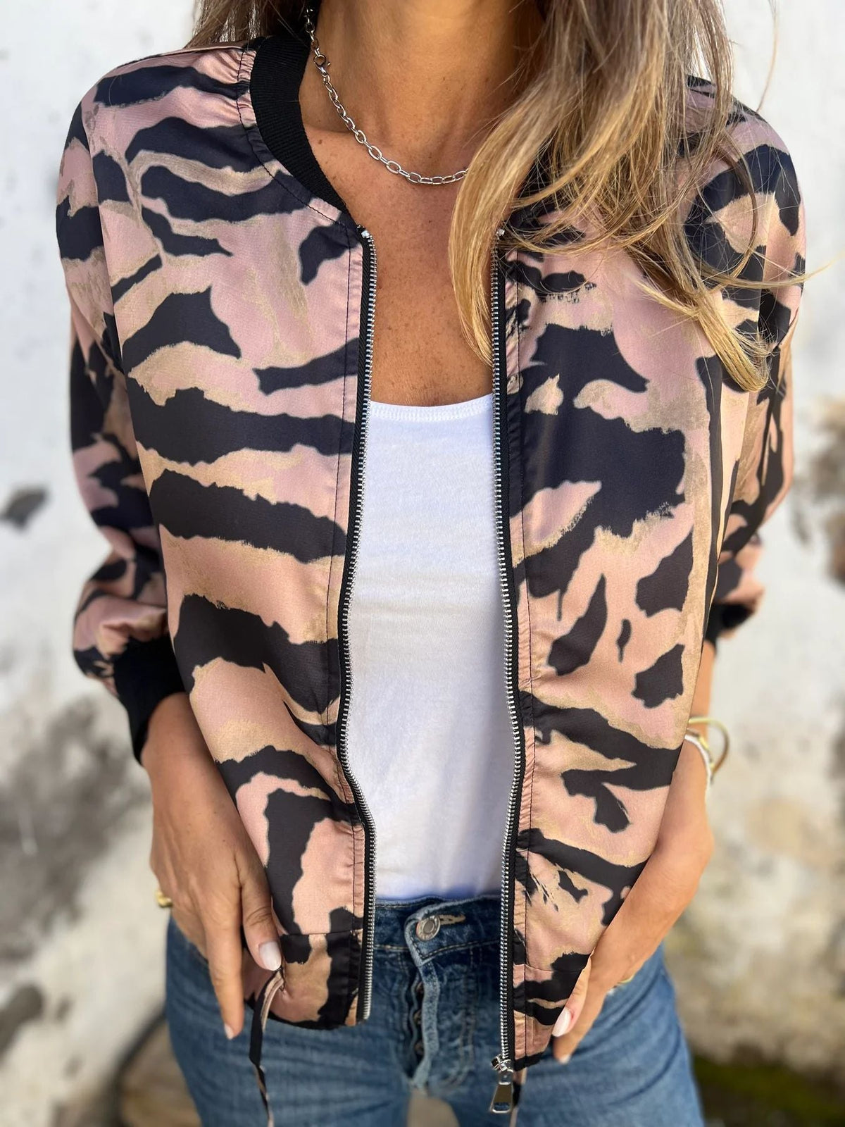 Réva | Bomber tendance à imprimé zèbre