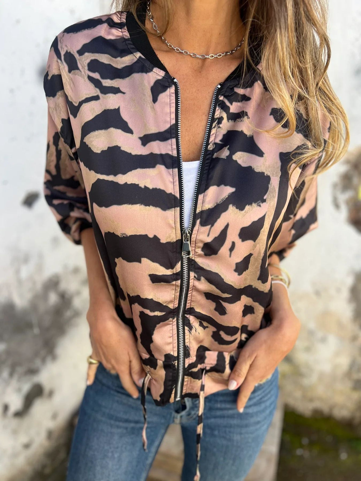 Réva | Bomber tendance à imprimé zèbre