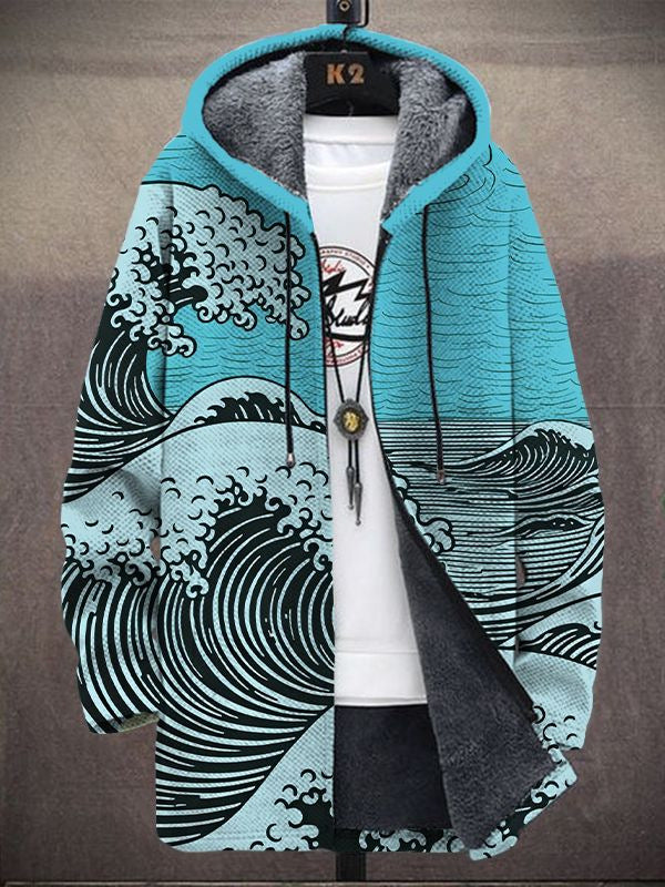 Marie-Noëlle | Manteau à capuche motif vague
