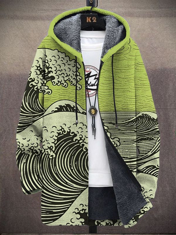 Marie-Noëlle | Manteau à capuche motif vague