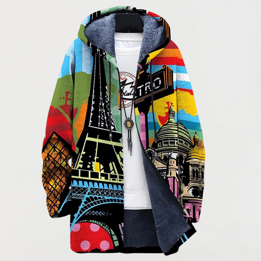 Jamie | Manteau à capuche motif urbain