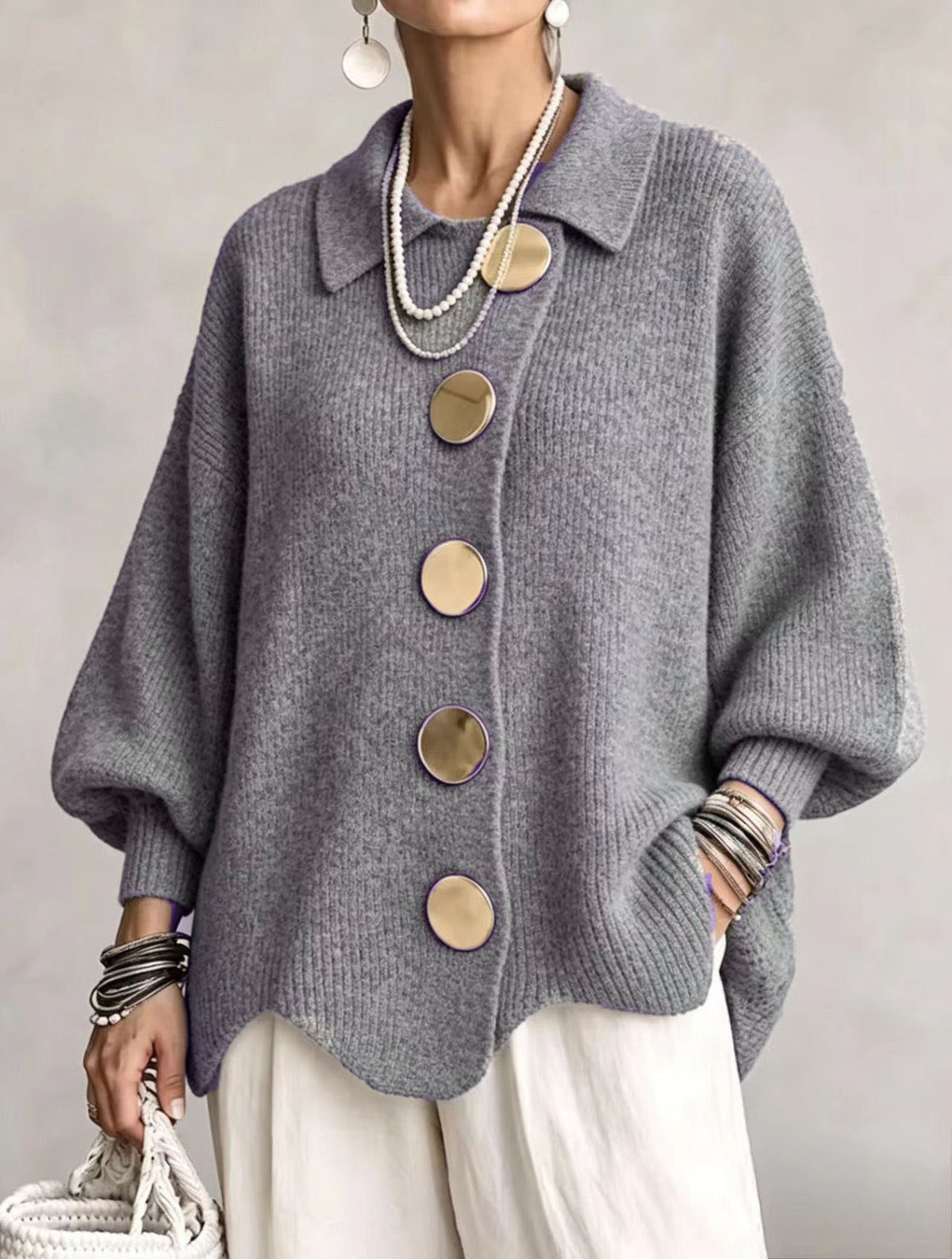 Karina - Cardigan oversize à col et boutons