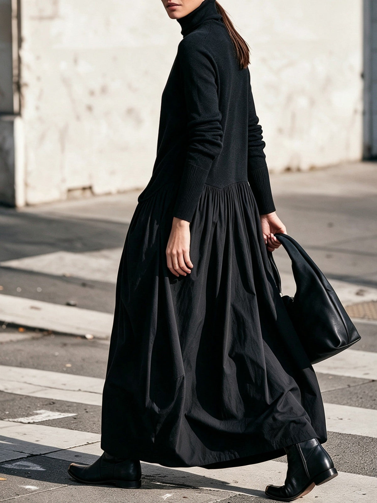 Marion | Robe Maxi Oversize à Col Montant et Poches
