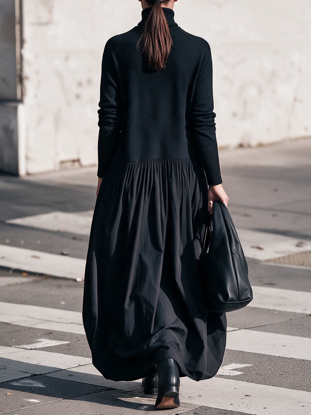 Marion | Robe Maxi Oversize à Col Montant et Poches