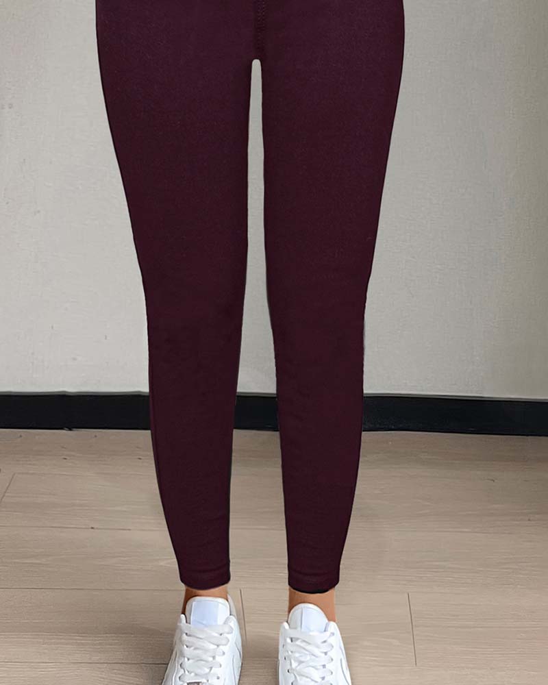 Pantalon Femmes Poche Unie Slim Décontracté