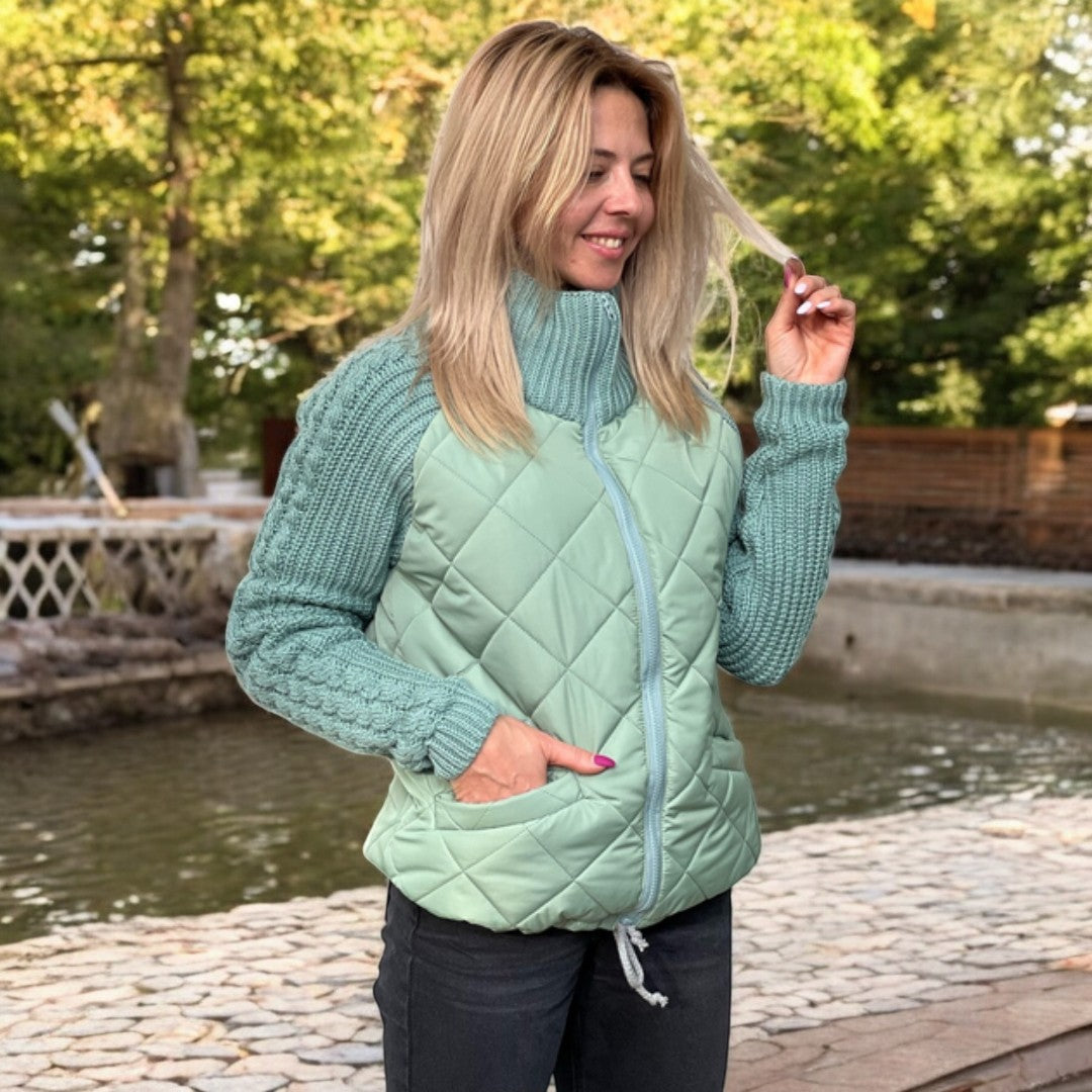 Cléa | Veste chaude à manches tricotées