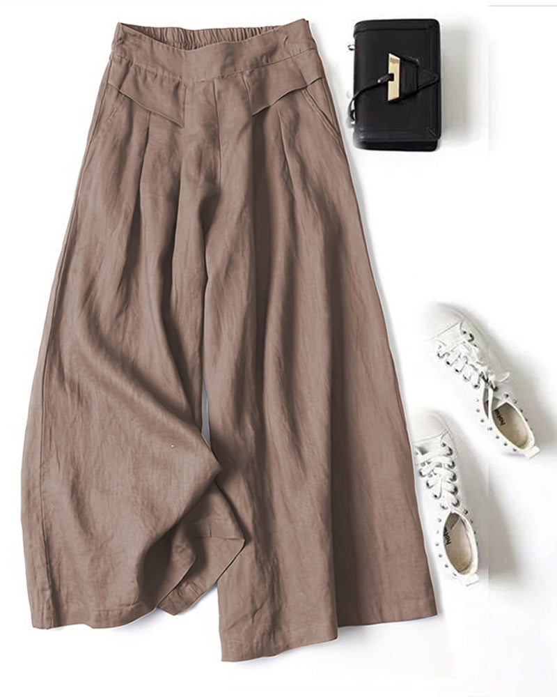 Pantalon Ample Taille Haute Affinant Raccourci