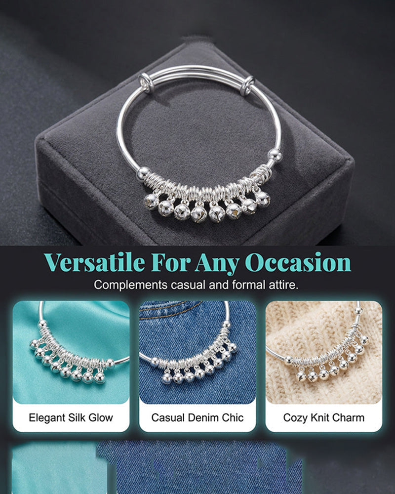 Bracelet Réglable Argent Cloche Charm Bangle