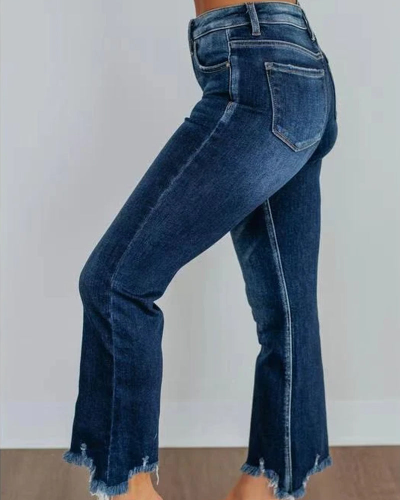 Jean Effet Liftant Pour Les Fesses Évasé Cropped