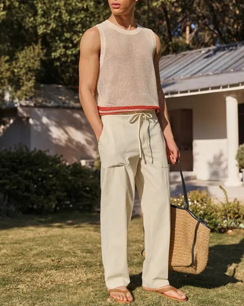 Pantalon Unie Poche Cordon Plage