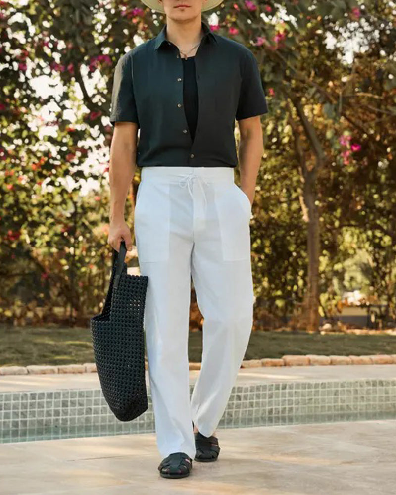 Pantalon Unie Poche Cordon Plage