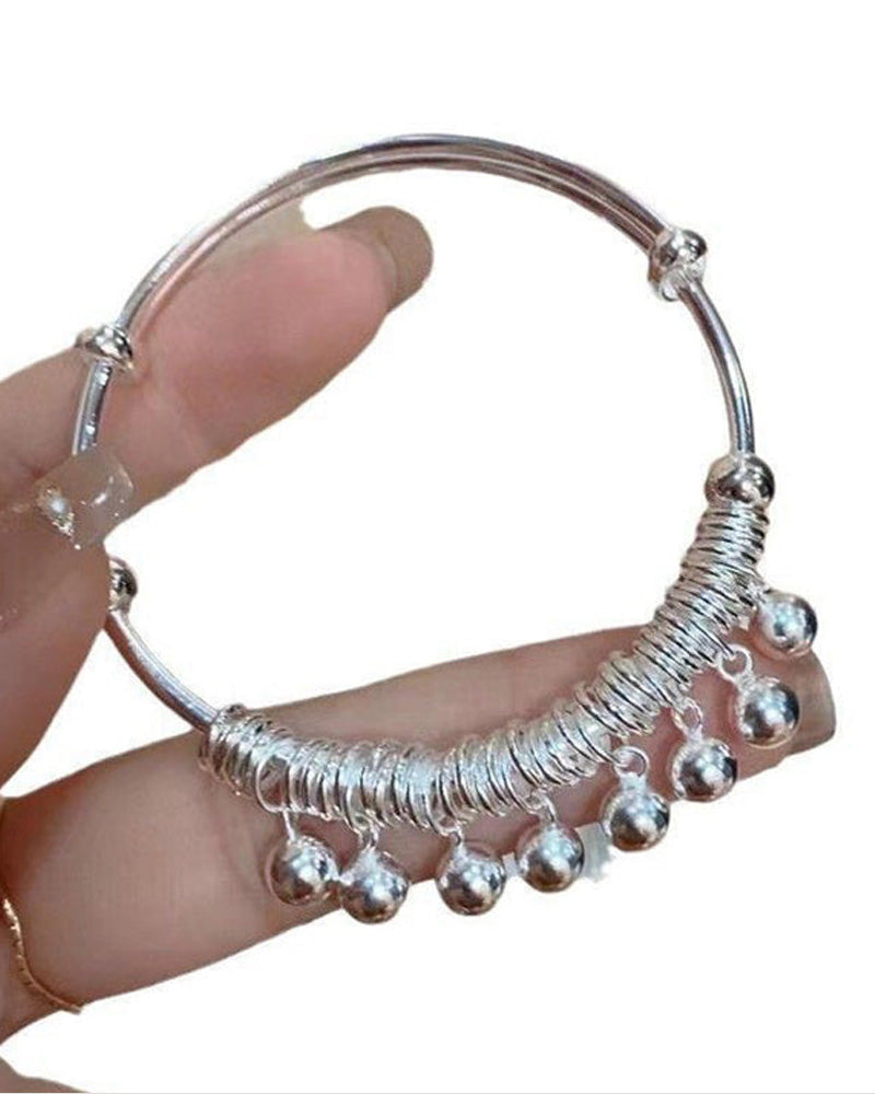 Bracelet Réglable Argent Cloche Charm Bangle