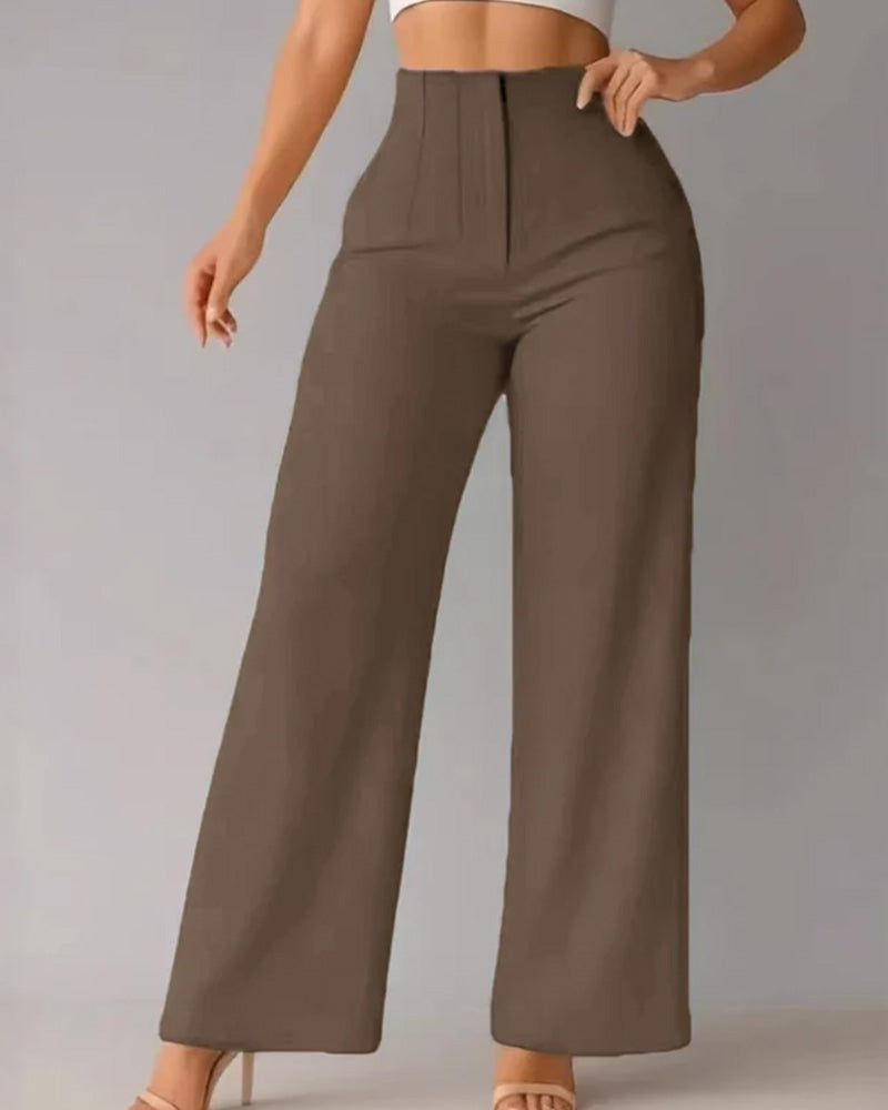 Pantalon Unie Décontracté Blazer Large Jambe