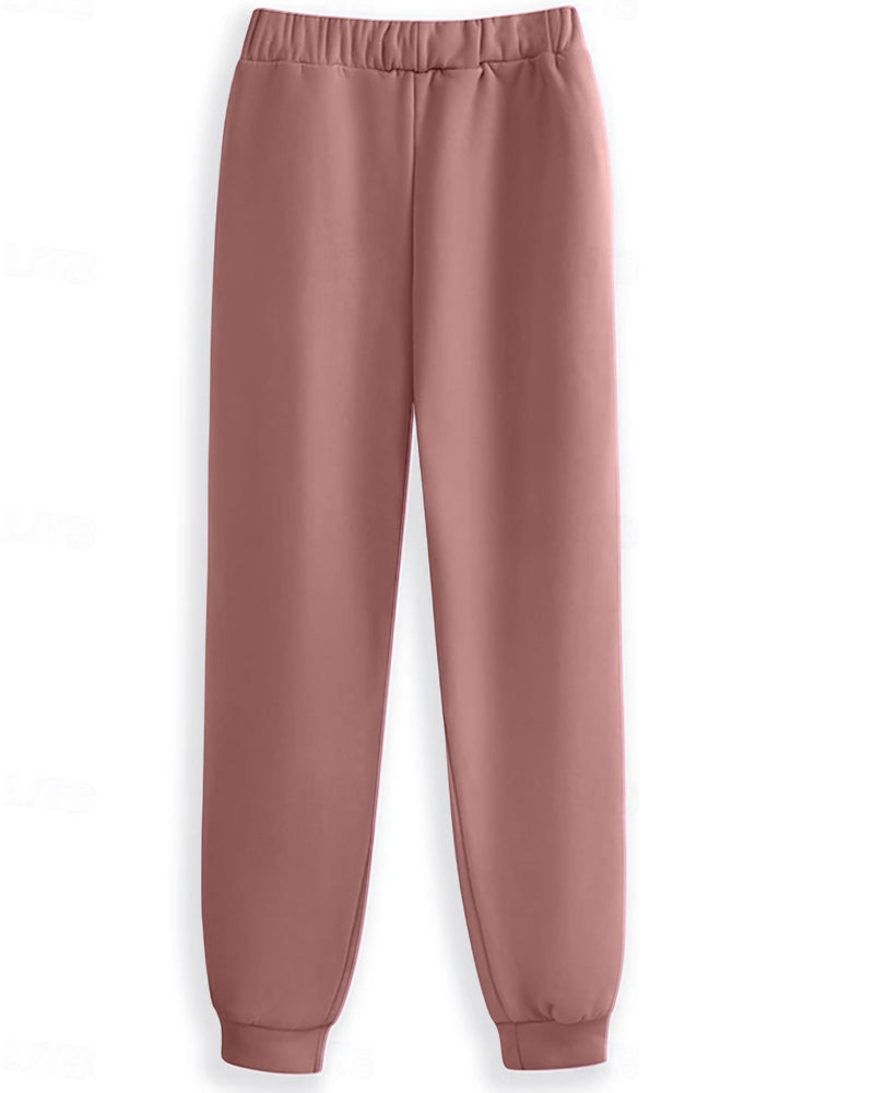 Pantalon décontracté en polaire imprimé lettres