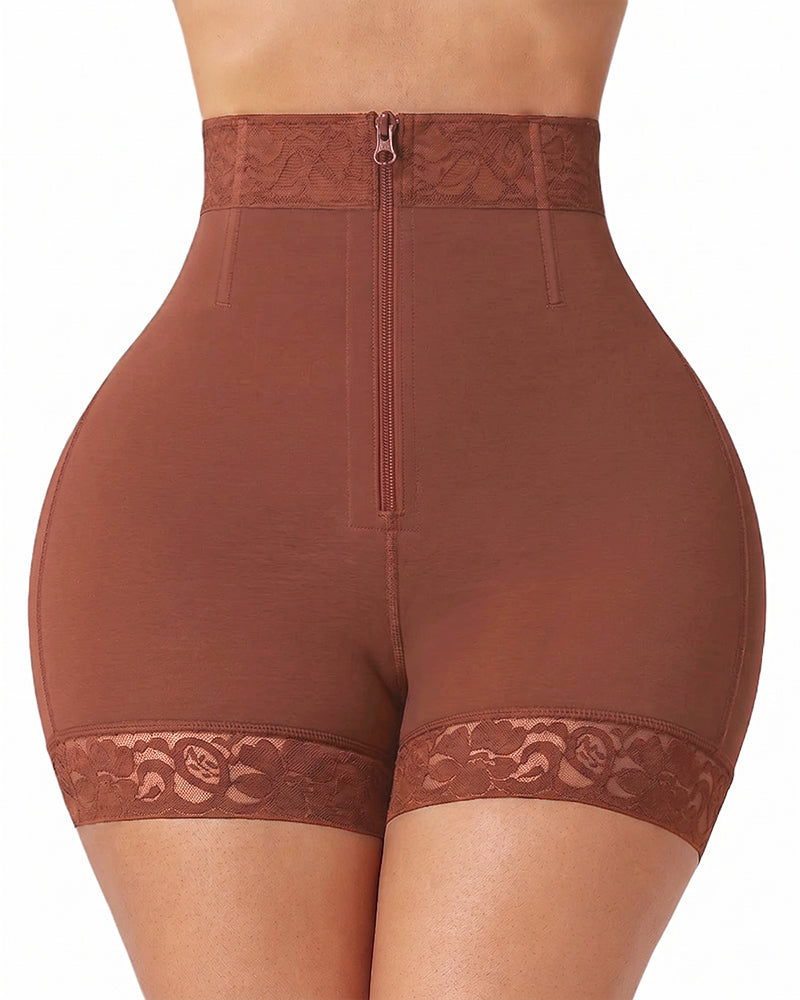 Pantalon Dentelle Fermeture Éclair Taille Haute Élévateur De Fesses