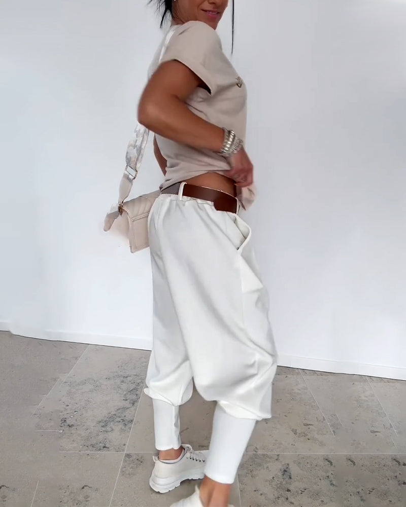 Pantalon Mode Couleur Unie Court