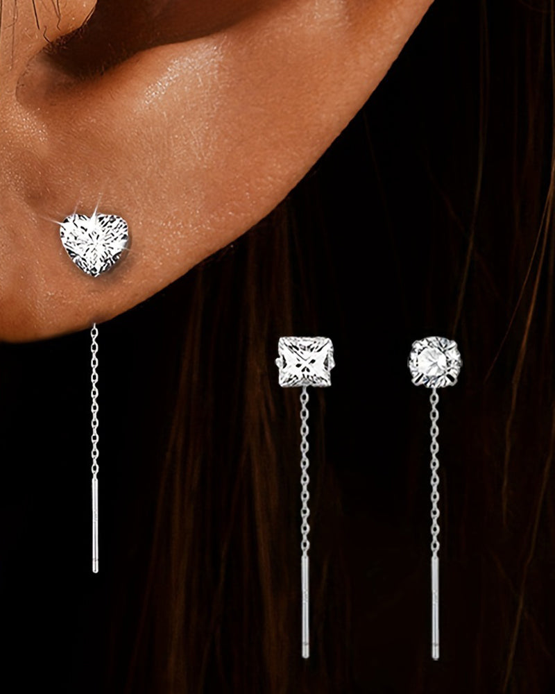 Boucles d'oreilles élégantes à pampilles en zircon