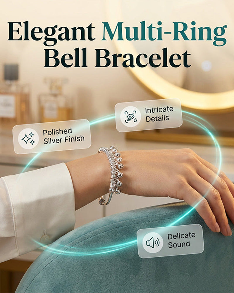 Bracelet Réglable Argent Cloche Charm Bangle