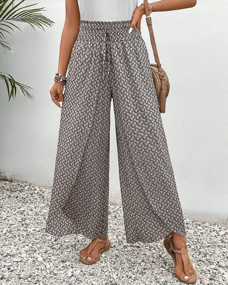 Pantalon large à cordon élastiqué à imprimé géométrique