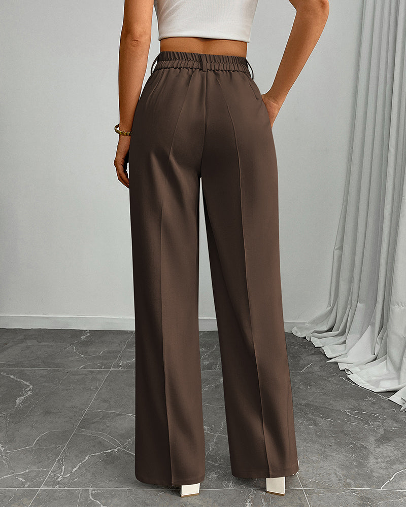 Pantalon Décontracté Ample Droit Large Jambe