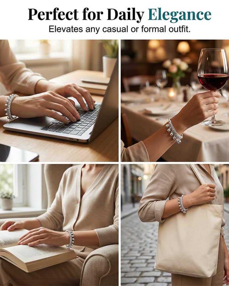 Bracelet Réglable Argent Cloche Charm Bangle