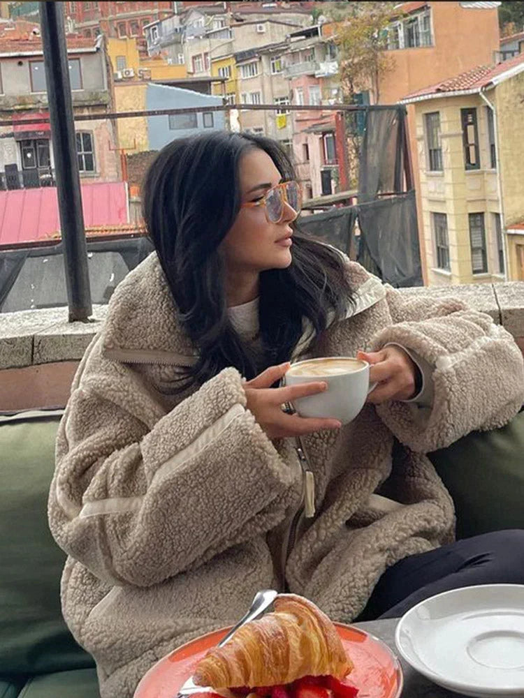 Camille | Veste Teddy Oversize Col Montant