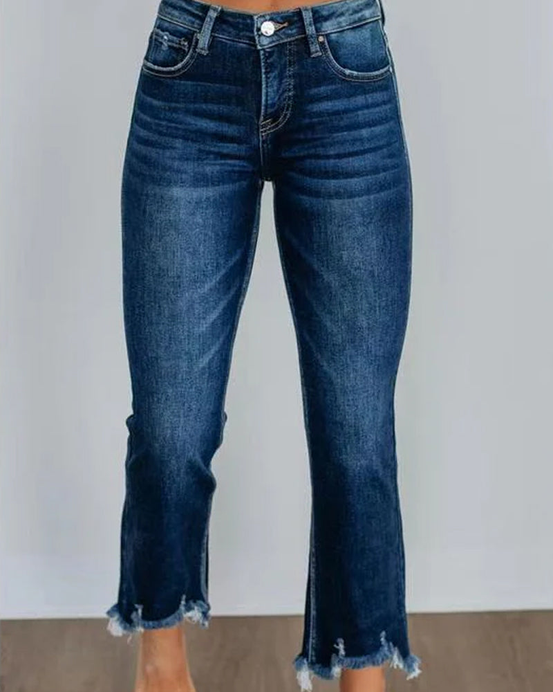 Jean Effet Liftant Pour Les Fesses Évasé Cropped