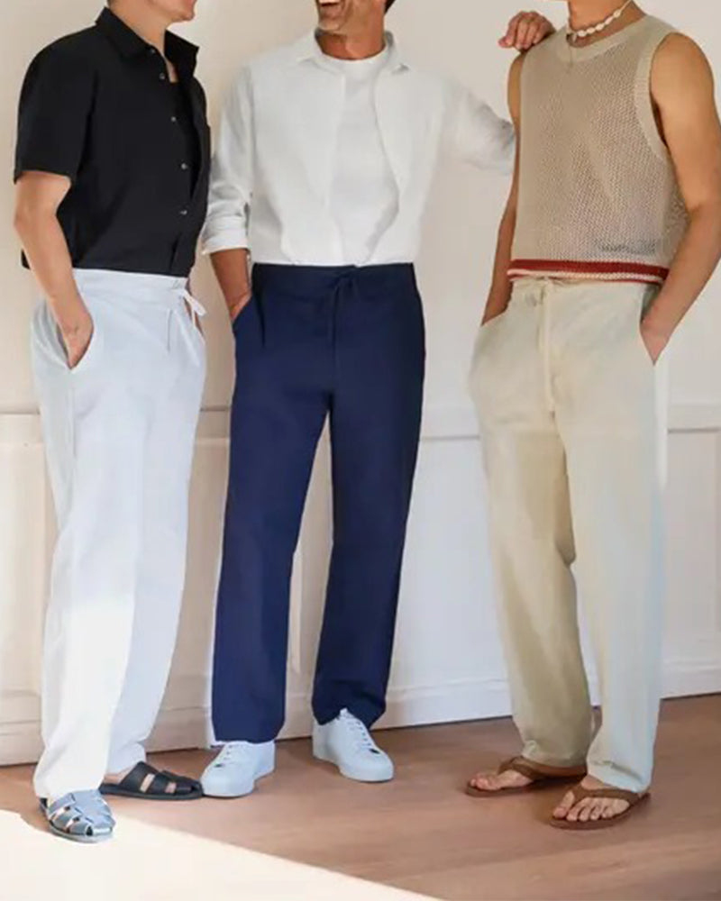 Pantalon Unie Poche Cordon Plage