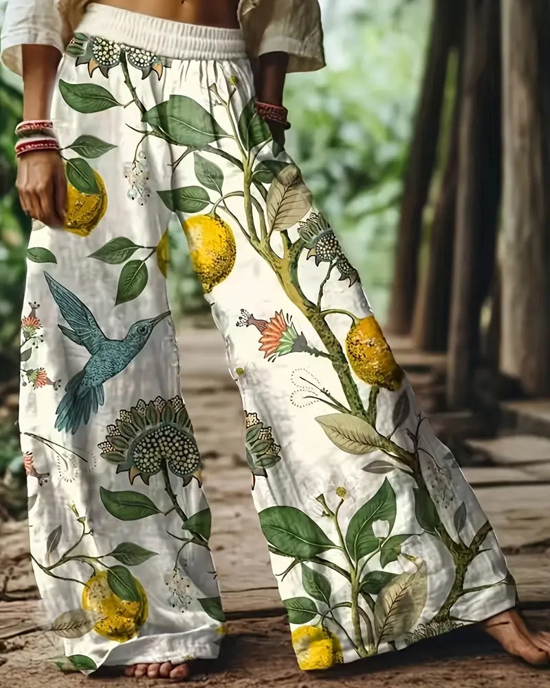 Pantalon Décontracté Imprimé Taille Haute