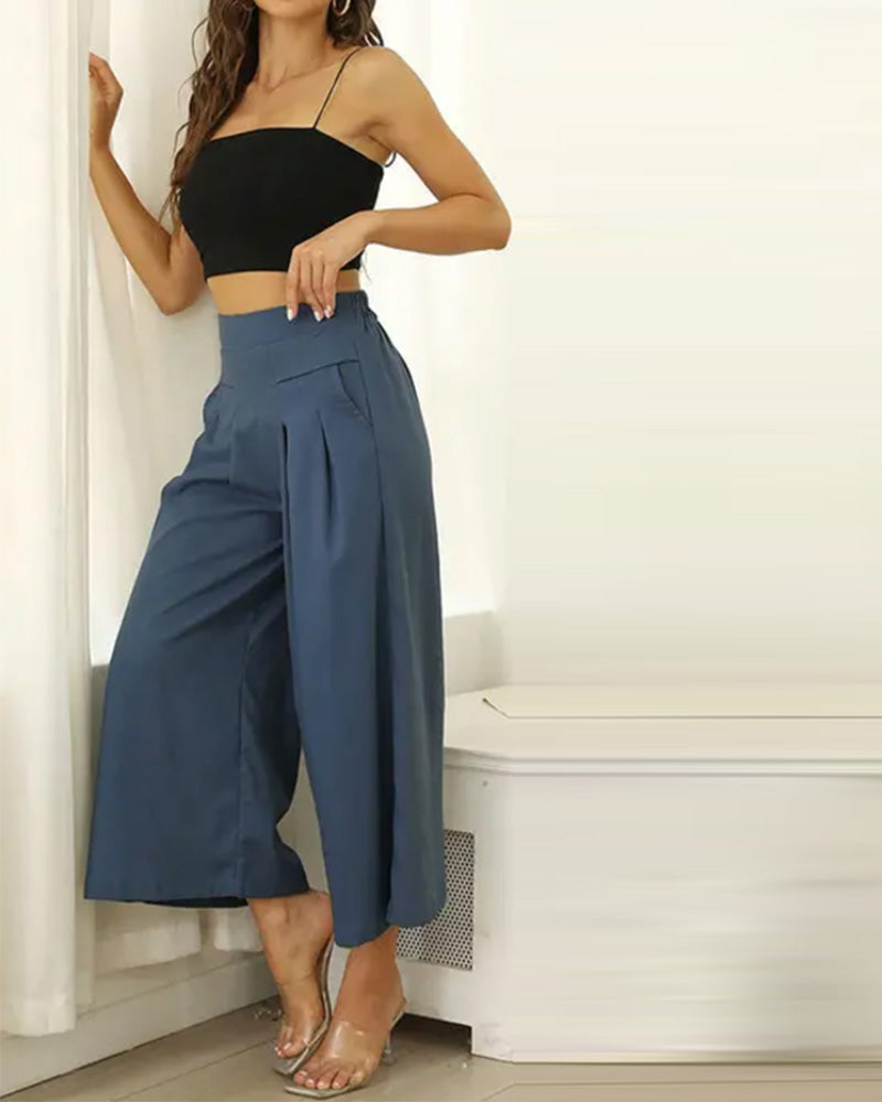 Pantalon Ample Taille Haute Affinant Raccourci