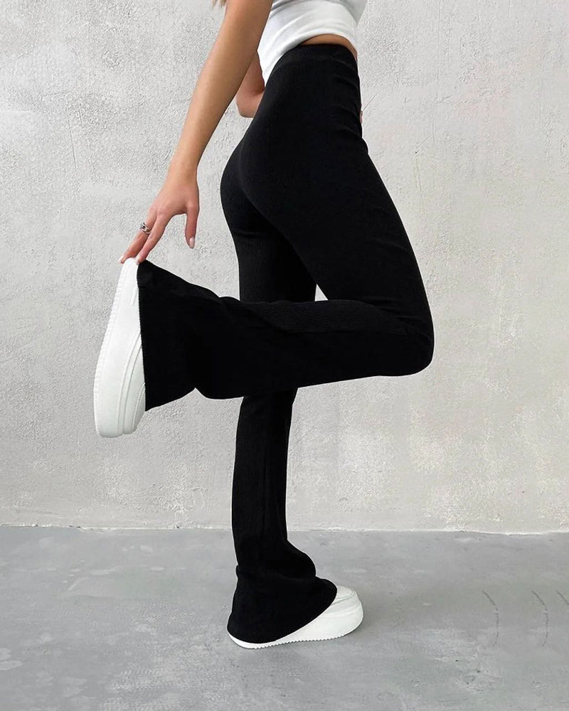 Pantalon slim micro-évasé uni