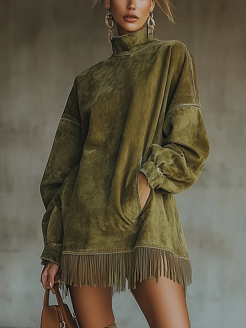 Soleya | Pull oversize à franges bohème
